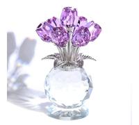 Movdyka Crystal Tulips Bouquet Figurines Gifts for Her Glass Purple Flowers Ornaments for Home Romantic Floral Presents for Women Mum Wife Mother's Day Birthday Anniversary
