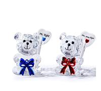 Movdyka Crystal Wedding Anniversary Double Bears Gifts for Couple Parents | Mr and Mrs Engagement for Wife, Glass Animal Art Collectible Keepsake for Animal Lovers, Birthday Present, Wedding Ornaments