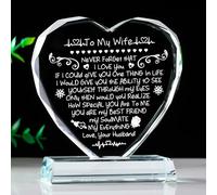 Movdyka Glass Heart Plaque Ornaments Gifts for Wife, Birthday Keepsake with I Love You Presents for Her from Husband on Anniversary Valentines Mother's Day Christmas