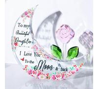 Movdyka Glass Moon Shaped Plaque Gifts for Daughter from Mum or Dad, Keepsake for Her on Birthday, Decorative Crystal Presents for Girls on Graduation Christmas Home Ornaments