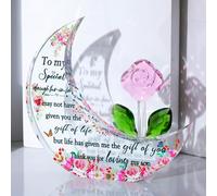 Movdyka Glass Moon Shaped Plaque Gifts for Daughter in Law from Mother in Law, Love Keepsake for Bonus Daughter, Decorative Crystal Presents for Women on Birthday Christmas Home Ornaments