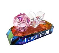 Movdyka Multicolor Crystal Rose Figurines Gifts I Love You for Her Romantic Anniversary Wedding Party Decor Flower Ornaments Birthday Presents for Wife Girlfriend Valentine's Day