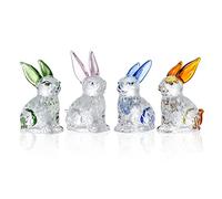Movdyka Set of 4 Little Glass Rabbits Figurines Cute Crystal Bunny Collectibles Statues Animal Decor Ornament Table Centerpiece
