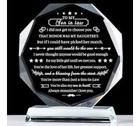 Movdyka Son in Law Gifts from Mother Father in Law, Best Birthday Gifts for Son in Law, Crystal Plaque Keepsake, Christmas Father's Day to My Favorite Son in Law