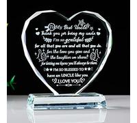 Movdyka Uncle Gifts from Niece Nephew, Glass Heart Love Keepsake Engraved Best Uncle Presents for Birthday Father's Day Christmas