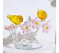 Movdyka Yellow Crystal Flowers with Birds Couples Gifts for Couple Parents | Newlyweds Married Couples Golden Wedding Anniversary Present, Glass Floral Animal Collectibles, Housewarming Ornaments