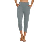 MOVE BEYOND Buttery Soft Jogging Bottoms and 3/4 Pants for Women with 4 Pockets Active Jogging Bottoms with High Waist Workout Yoga Lounge Pants, Light Grey 3/4 Trousers, XL