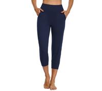 MOVE BEYOND Buttery Soft Women's Joggers Capris with 4 Pockets Active Sweatpants High Waist Workout Yoga Lounge Pants, Blue, XL
