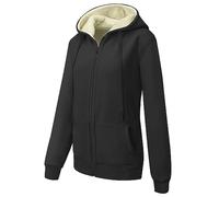 MOVE BEYOND Ladies Plain Hoodie Winter Warm Fleece Lined Zip Up Jacket Coat for Women, Black, XL