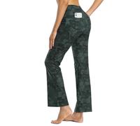 MOVE BEYOND Women's Bootcut Yoga Pants with 4 Pockets Buttery Soft Workout Bootleg Pants Tummy Control Work Pants, Camouflage, M