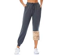 MOVE BEYOND Women's Fleece Lined Joggers Thermal Sweatpants with 2 Pockets Warm Winter Sherpa Trousers with Drawstring, Dark Heather Grey, XXL
