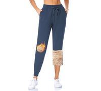 MOVE BEYOND Women's Fleece Lined Joggers Thermal Sweatpants with 2 Pockets Warm Winter Sherpa Trousers with Drawstring, Blue, XXL
