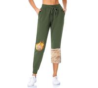 MOVE BEYOND Women's Fleece Lined Joggers Thermal Sweatpants with 2 Pockets Warm Winter Sherpa Trousers with Drawstring, Green, L