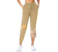 MOVE BEYOND Women's Fleece Lined Joggers Thermal Sweatpants with 2 Pockets Warm Winter Sherpa Trousers with Drawstring, Brown, XL