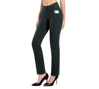 MOVE BEYOND Women's Straight Leg Work Trousers - Tummy Control Professional Suits Pants for Workout Yoga Office Work, Grey, Large