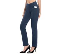 MOVE BEYOND Women's Straight Leg Work Trousers - Tummy Control Professional Suits Pants for Workout Yoga Office Work, Blue, X-Large