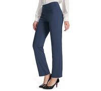 MOVE BEYOND Women's Straight Leg Work Trousers - Tummy Control Professional Suits Pants for Workout Yoga Office Work, Blue, Medium