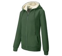 MOVE BEYOND Womens Zip-up Hoodie Jacket Fleece Lined Warm Winter with Full Zipper Plain Sweatshirt, Green, L