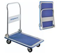Move-It 150kg Heavy-Duty Folding Platform Trolley, Hand Sack Truck with Bumper Strip, Push Cart with Handle, Platform Truck, Blue