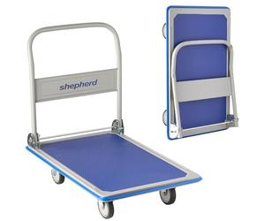 Move-It 270kg Heavy Duty Folding Platform Trolley Hand Truck Cart with Handle, Blue