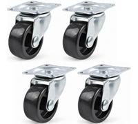 Move It 30mm Swivel Castors 4 Pk - Black Plastic Plate Fixing, Rolls Smoothly On Carpet - For Lightweight Household Furniture