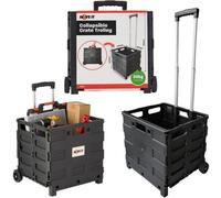 Move It Collapsing Shopping Trolley Cart, Heavy Duty Foldable Basket, Extendable Handle, Car Boot Storage Box, 35Kg Load Capacity, Black