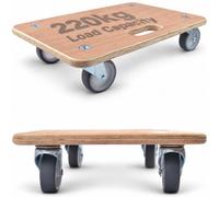 Move-It Dolly Trolley, 220kg Rectangular Furniture Appliance Boxes Mover | 45 x 30cm, Heavy-Duty Plywood Dolly, Soft Rubber Non-marking Swivel Castors