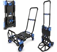Move-It Folding Hand Truck & Trolley Platform, with 120kg/70kg Capacity | Black 2-in-1 Foldable Sack Truck, 4 Wheeled Dolly Cart