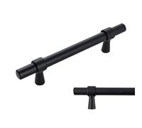 Move-It Keypak 10 Pack Smooth T Bar Pull Handle 96mm Hole Centre Black - For Kitchen Cabinets & Drawer Units