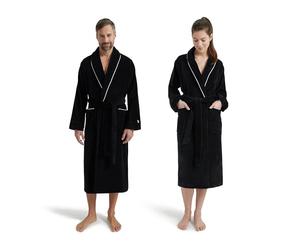 Move möve Homewear shawl collar bathrobe velours in size S made of 100% cotton, black