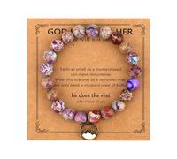 Move Mountains Mustard Seed Bracelet, Silver/Gold Religious Women Faith Jewelry with Inspirational Card & Gift Box for Confirmation Catholic Christian Easter Graduation Christmas Birthday Gift