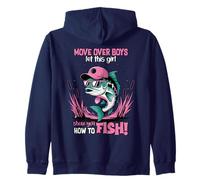 Move Over Boys This Girl Knows How To Fish Womens Fishing Zip Hoodie