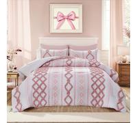 MOVE OVER Pink Tufted Comforter Set Queen Size 7 Pieces Bed in a Bag Boho Chic Aztec Comforter Set with Sheet Set Soft and Lightweight Farmhouse Ethnic Bedding Sets for All Seasons