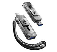 MOVE SPEED 128GB Solid State Drives with Dual Ports & Push-Pull Design - 560MB/s Read Speed, Type C + USB 3.2 Drive Portable ssd for iPhone 15/16/Android/Mac