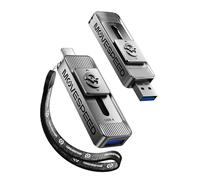 MOVE SPEED 256GB Solid State Drives with Dual Ports & Push-Pull Design - 560MB/s Read Speed, Type C + USB 3.2 Drive Portable ssd for iPhone 15/16/Android/Mac