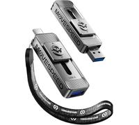 MOVE SPEED External SSD 128GB, External Hard Drive with up to 560MB/s Read Speed, SSD External with Dual Ports & Push-Pull Design, Type-C + USB 3.2 Portable SSD for iPhone 17/16/15/Android/Mac