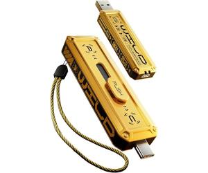 MOVE SPEED USB Stick 256GB Read/Write Speed of 1000MB/s, USB 3.2 Gen2 + Type-C Interface External SSD, Portable SSD with 3 Stage Sliding Design, Compatible with iPhone 15 Series