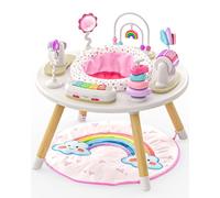Move2Play 4-in-1 Baby Activity Center | Montessori-Inspired Design | 8 Interactive Toys | Tummy Time, Exersaucer, Jumper | 3-6+ Month Must Have | Baby Essential (Rainbow Mat)