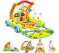 Move2Play, 4-in-1 Baby Play Mat & Activity Center Gym | Walker | Infant Toy for Tummy Time | Birthday Present | Gift for 3, 4, 5, 6, 7, 8, 9, 10, 12 + Month Old Boys & Girls (Yellow)