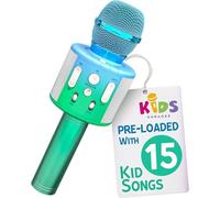 Move2Play, Kids Karaoke Microphone | Includes Bluetooth & Pre-Loaded Songs | Birthday Girl Toy for Toddlers, 2, 3, 4, 5+ Girls & Boys (Green/Blue)