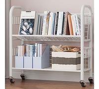 Moveable Bookshelf - 360° Steering Wheels Multifunctional Rolling Utility Cart Rack for Household Storage