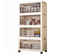 Moveable Plastic Storage Shelf,Folding Storage Cabinets,No Assembly Required,for Bedroom,Living Room,Bathroom 4-Tier
