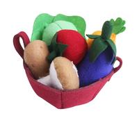 MOVEBO Vegetable Set, Soft Plush Pretend Play Food for Kids, Includes Basket, 1 Carrot, 1 Potato, 1 Tomato, 1 Mushroom, 1 Eggplant, 1 Cabbage, Ages 3+