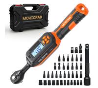 MoveCrab Digital Torque Wrench 1/4"Drive1.5-30Nm/1-22Ft lb with 40PCS Sockets Set LED Display Audible Alert for Bike Motorcycle