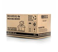 MoveEazy Cardboard Moving Boxes Large Box Strong House Packing Storage Removal with Carry Handles 52cm x 30cm x 30cm (47 Litres) (47L, Pack of 40)