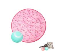 Movehii Guitar Cat Toy, Cat Balls Mat, 2 In 1 Simulated Interactive Hunting Cat Toy, Automatic 360° Rotating Kitten Toys with LED Simulate Hunting Instinct - USB Rechargeable (Pink)