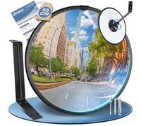 moveland 55 cm Acrylic Driveway Mirror, Sturdy Metal Bracket, 3 Set Screws | Eliminate Blind Spots, Upgraded, Adjustable, Wide Angle 180 Degree Convex, Clear Reflection, For Traffic, Garage, Warehouse