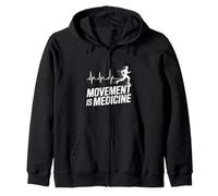 Movement Is Medicine Runner Fitness Athletic Lifestyle Quote Zip Hoodie