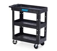 MOVERLY 3-Tier Rolling Cart Heavy Duty Utility Trolley Server Hand Cart 86cm x 43cm x 98cm with 4 Rotating Wheels 250kg Load Capacity Black
