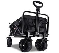 MoverX 120L Festival Trolley on Wheels, Folding Wagon, Portable Camping Cart, Collapsible Foldable Trolly for Beach Outdoor Garden Picnic Shopping Fishing, Wide Wheels, Adjustable Handle, Black